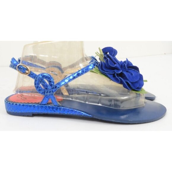 Poetic Licence London Floral Leather Wedge Thong Summer Sandals 7.5 - Picture 3 of 5